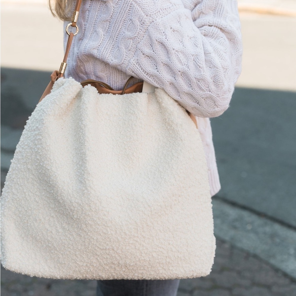Ulla Johnson Brown Remy Large Shoulder Tote With Cream Boucle
